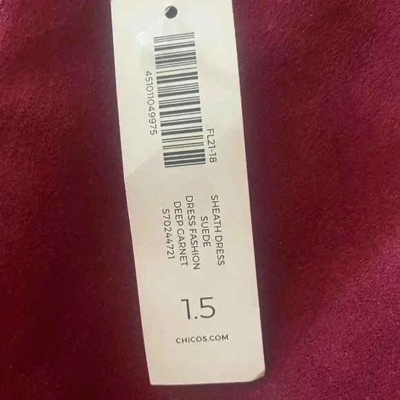 Chico’s Women’s Deep Garnet Suede Sleeveless Sheath Dress SZ 10 - Picture 5 of 9